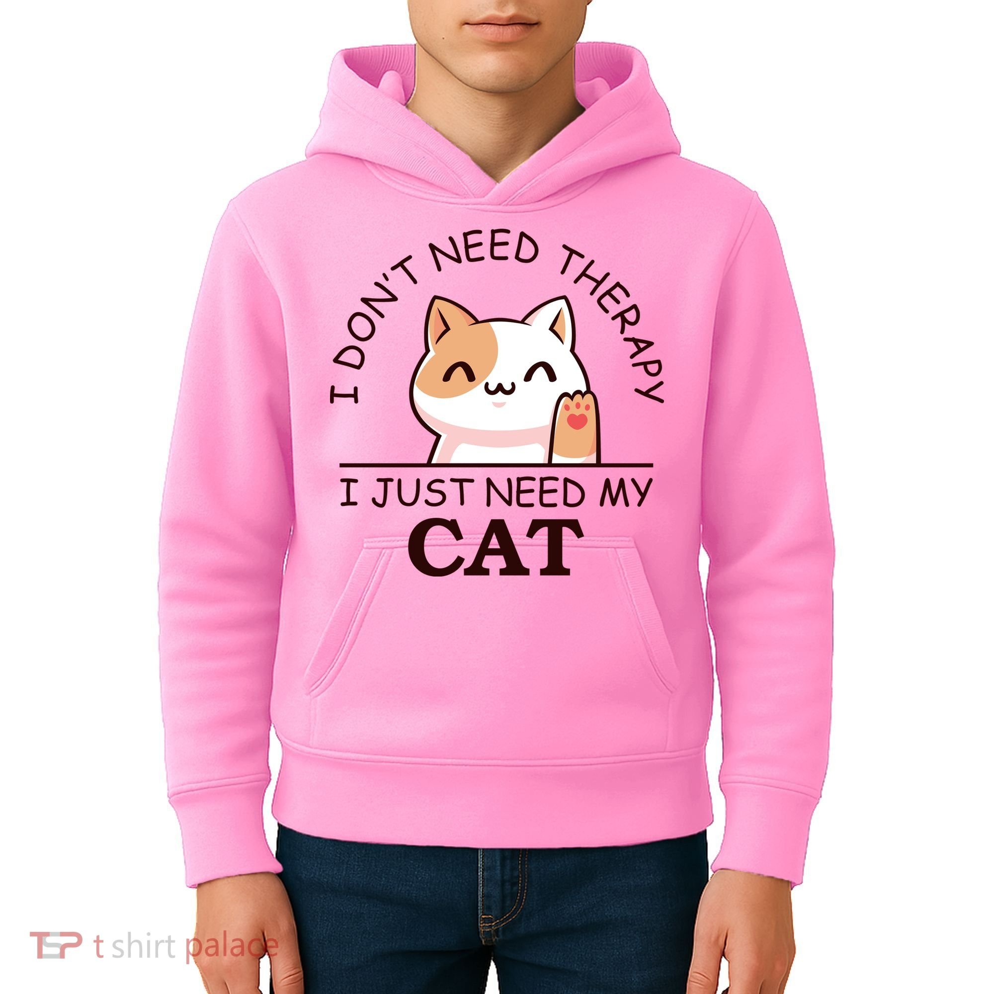 I Don't Need Therapy I Just Need My Cat Cute Kids Hoodie