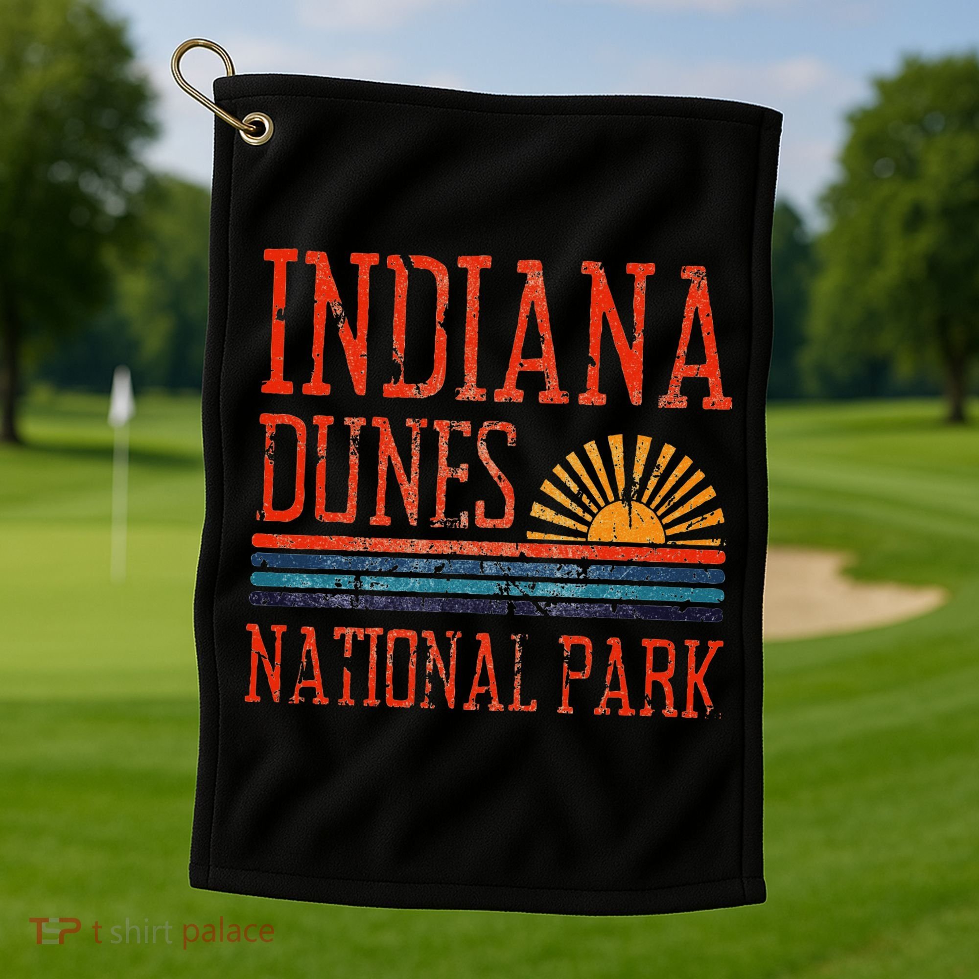 Indiana Dunes National Park Nature Great Lakes Sunset Golf Towel