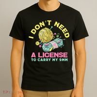I Don't Need A License To Carry My 9mm Crocheting Lover T-Shirt thumb 3