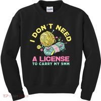 I Don't Need A License To Carry My 9mm Crocheting Lover Kids Sweatshirt thumb 0
