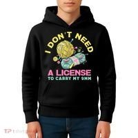 I Don't Need A License To Carry My 9mm Crocheting Lover Kids Hoodie thumb 4