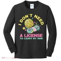 I Don't Need A License To Carry My 9mm Crocheting Lover Kids Long Sleeve Shirt thumb 0