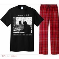 I Do Not Think Therefore I Do Not Am Cat Meme Pajama Set thumb 0