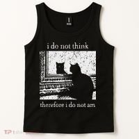 I Do Not Think Therefore I Do Not Am Cat Meme Tank Top thumb 2