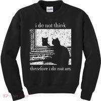 I Do Not Think Therefore I Do Not Am Cat Meme Kids Sweatshirt thumb 0
