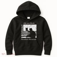 I Do Not Think Therefore I Do Not Am Cat Meme Kids Hoodie thumb 0