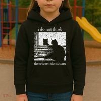 I Do Not Think Therefore I Do Not Am Cat Meme Kids Hoodie thumb 3
