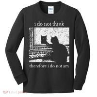 I Do Not Think Therefore I Do Not Am Cat Meme Kids Long Sleeve Shirt thumb 0