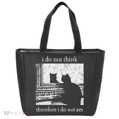 I Do Not Think Therefore I Do Not Am Cat Meme Tote Bag