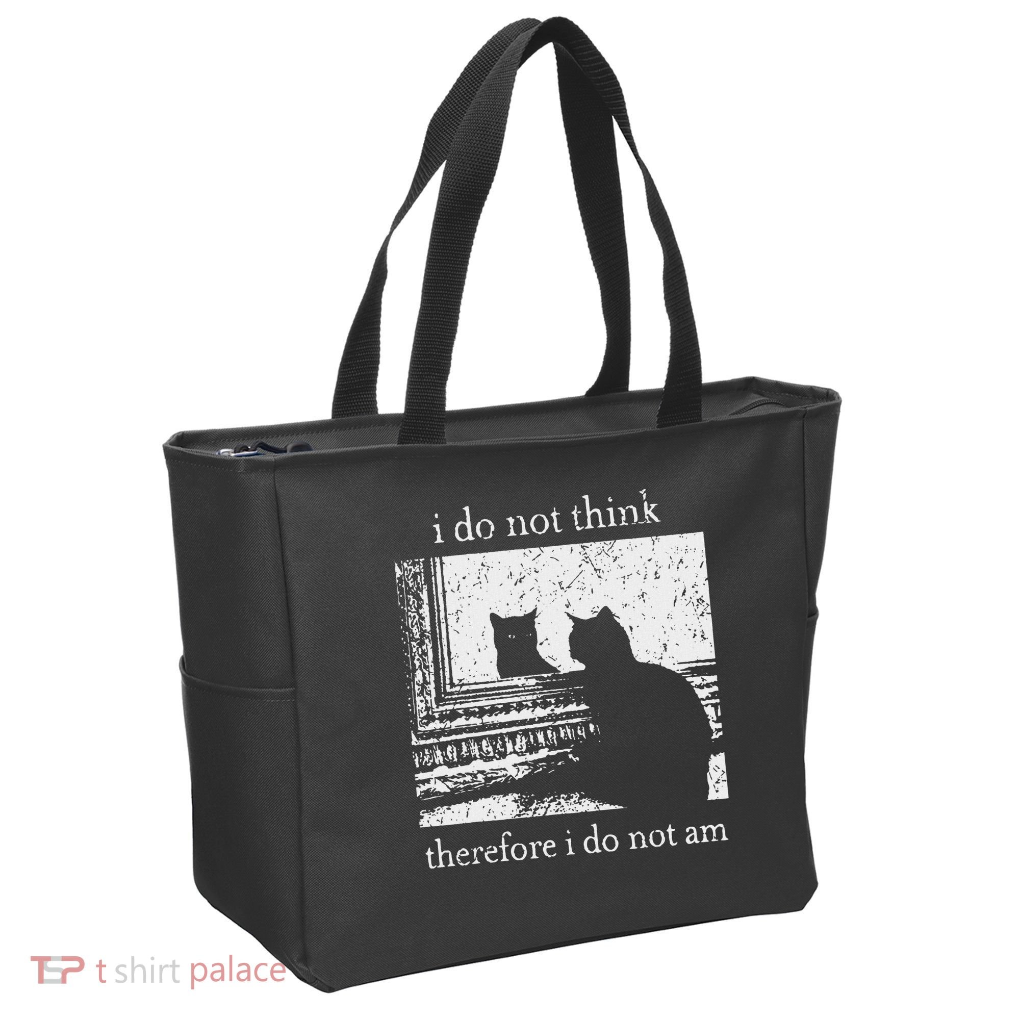 I Do Not Think Therefore I Do Not Am Cat Meme Tote Bag