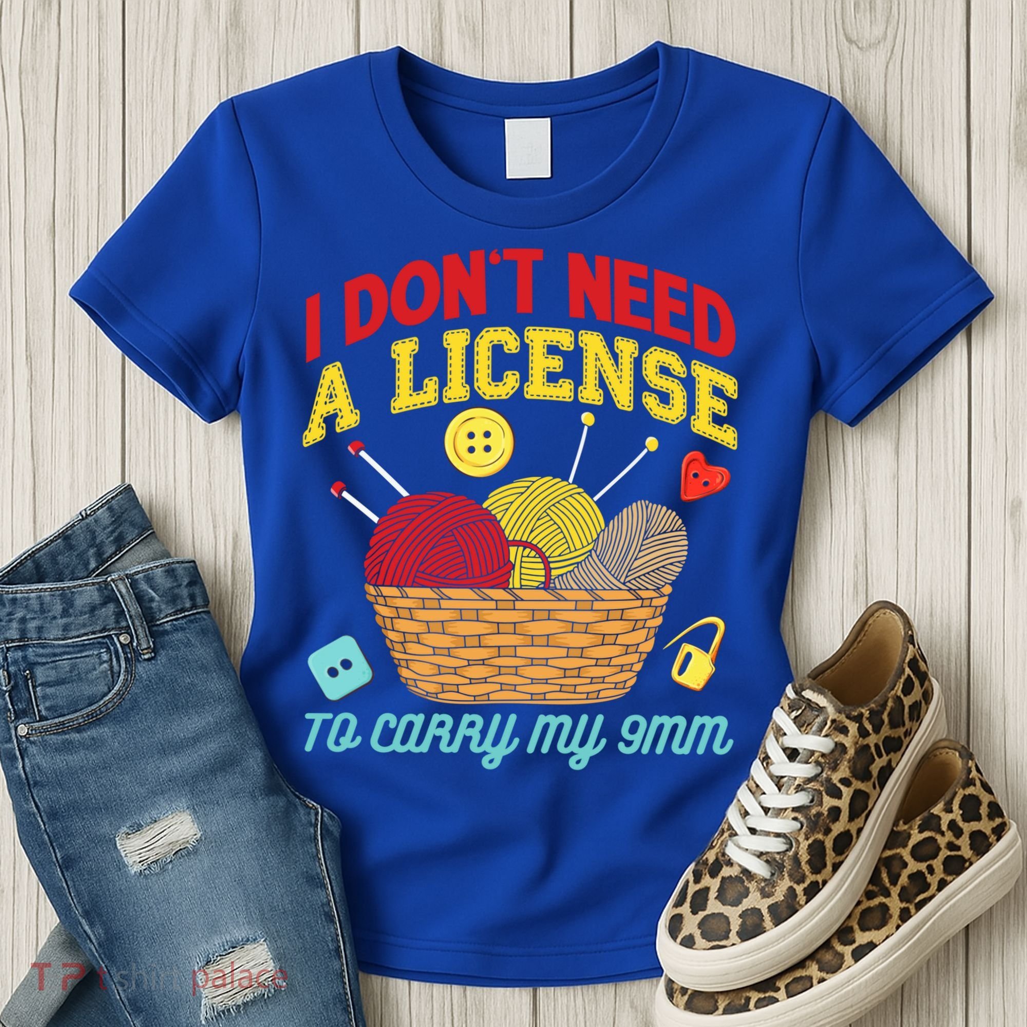 I Don't Need A License To Carry My 9mm Gift Crocheting Lover Gift Women's T-Shirt