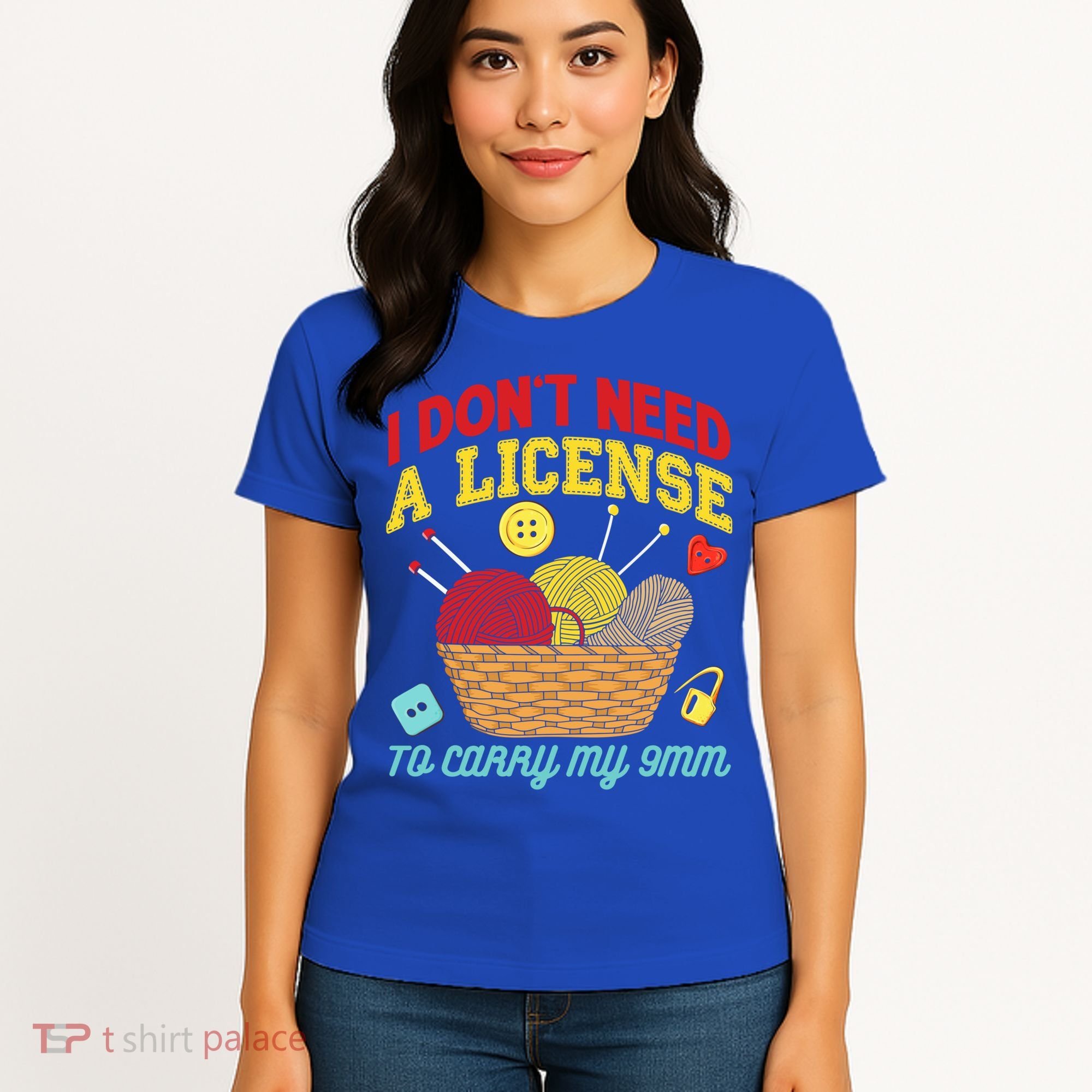 I Don't Need A License To Carry My 9mm Gift Crocheting Lover Gift Women's T-Shirt
