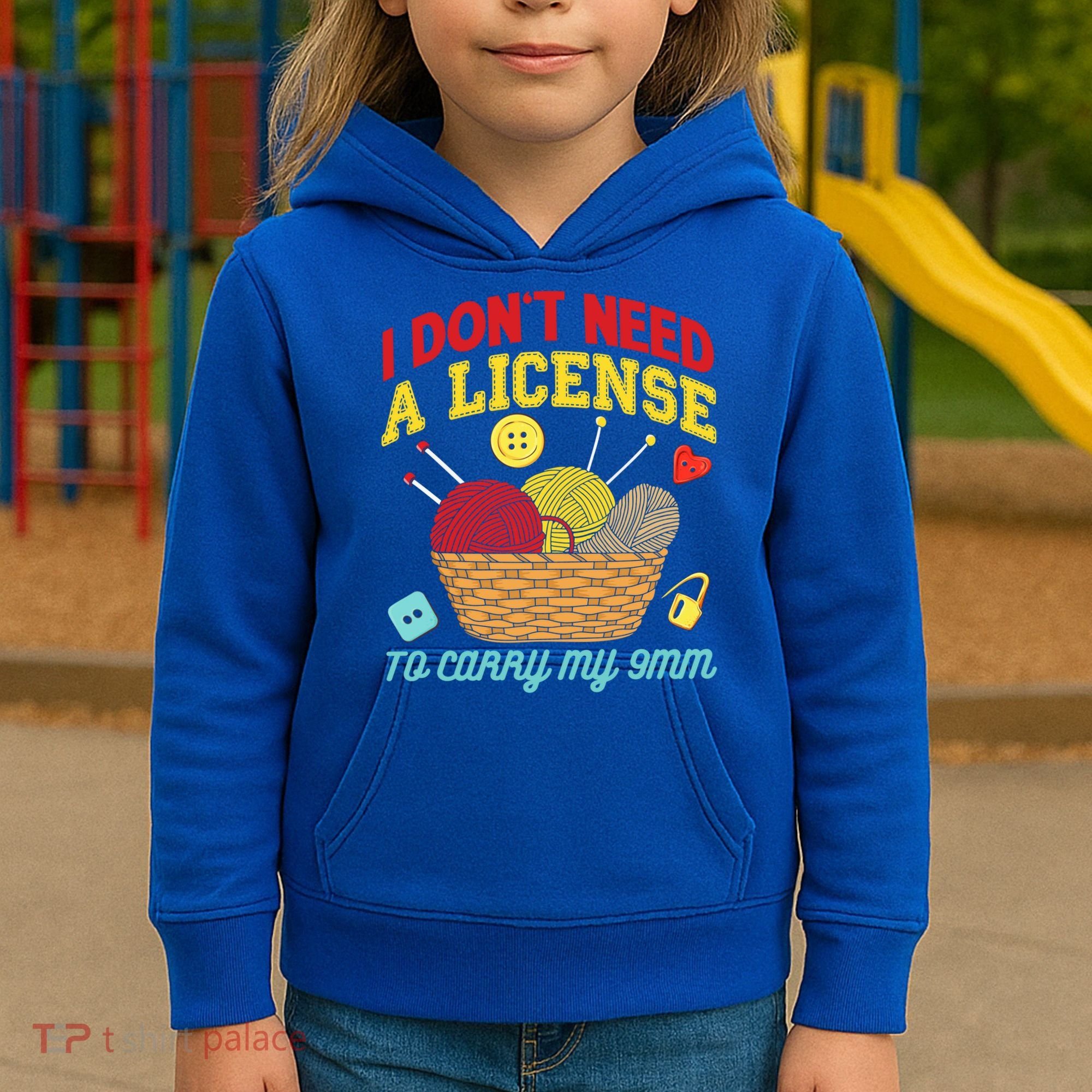 I Don't Need A License To Carry My 9mm Gift Crocheting Lover Gift Kids Hoodie