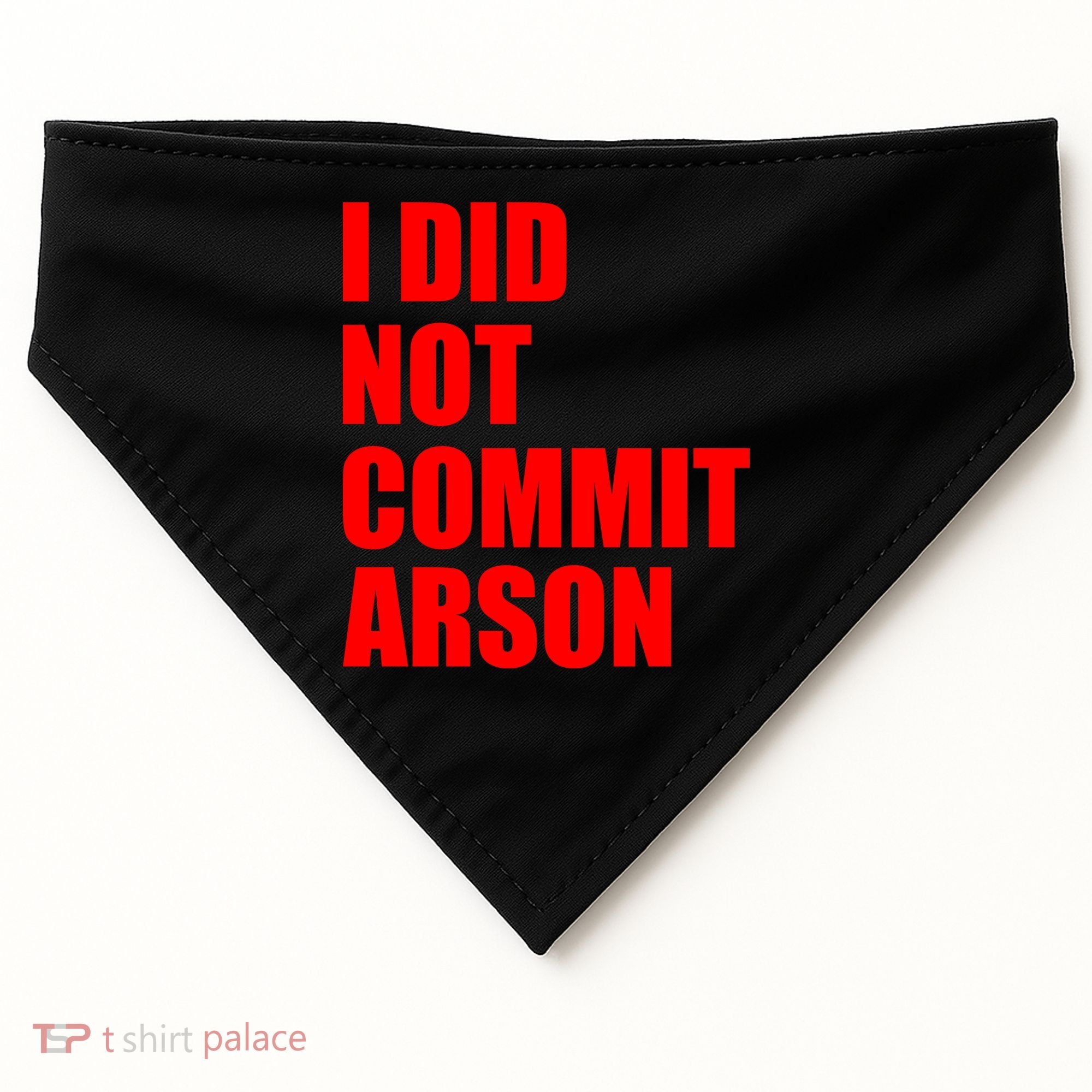 I Did Not Commit Arson Red Logo USA-Made Doggie Bandana