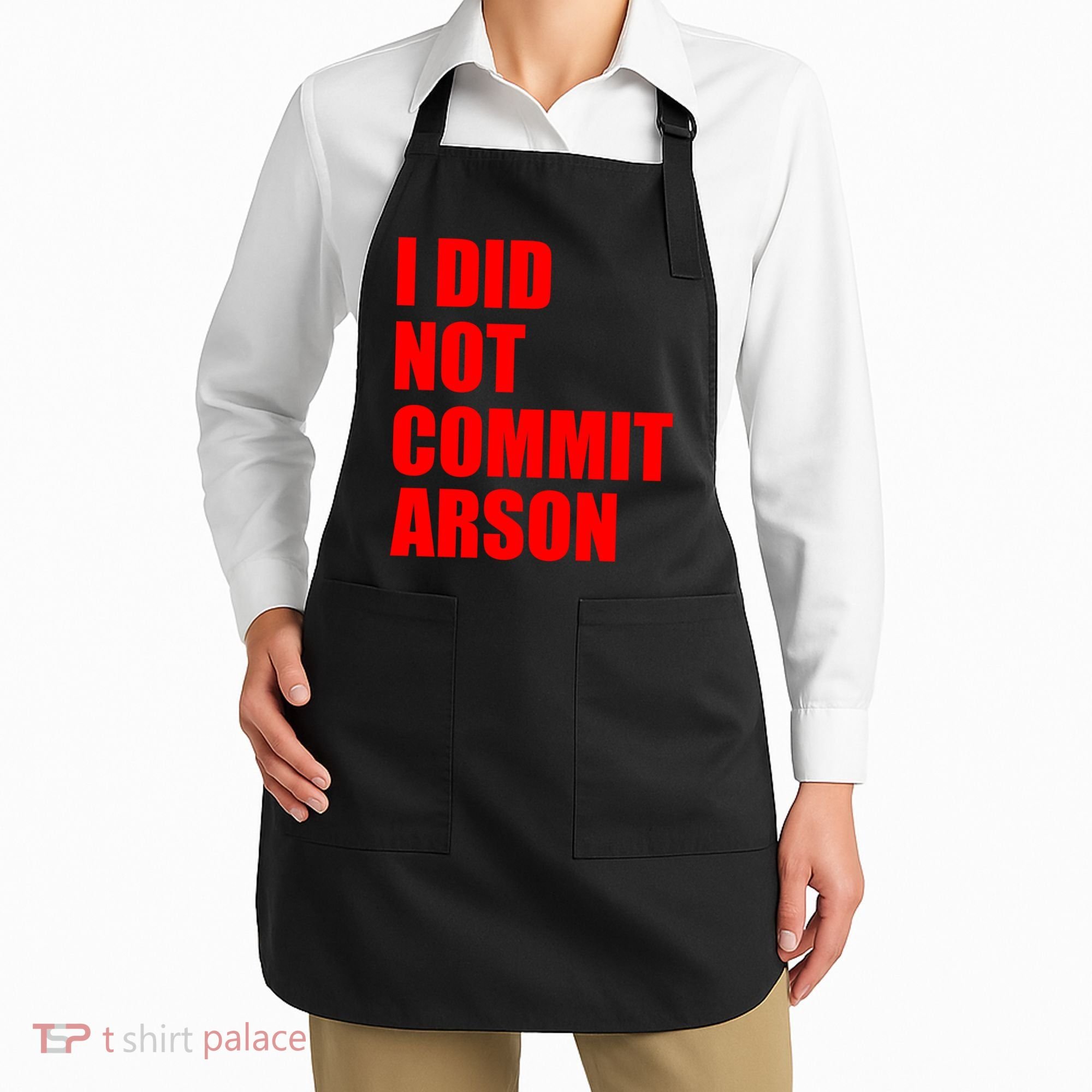I Did Not Commit Arson Red Logo Apron