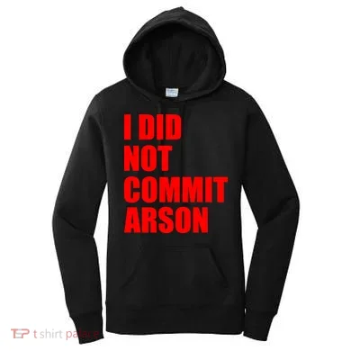 I Did Not Commit Arson Red Logo Women's Hoodie