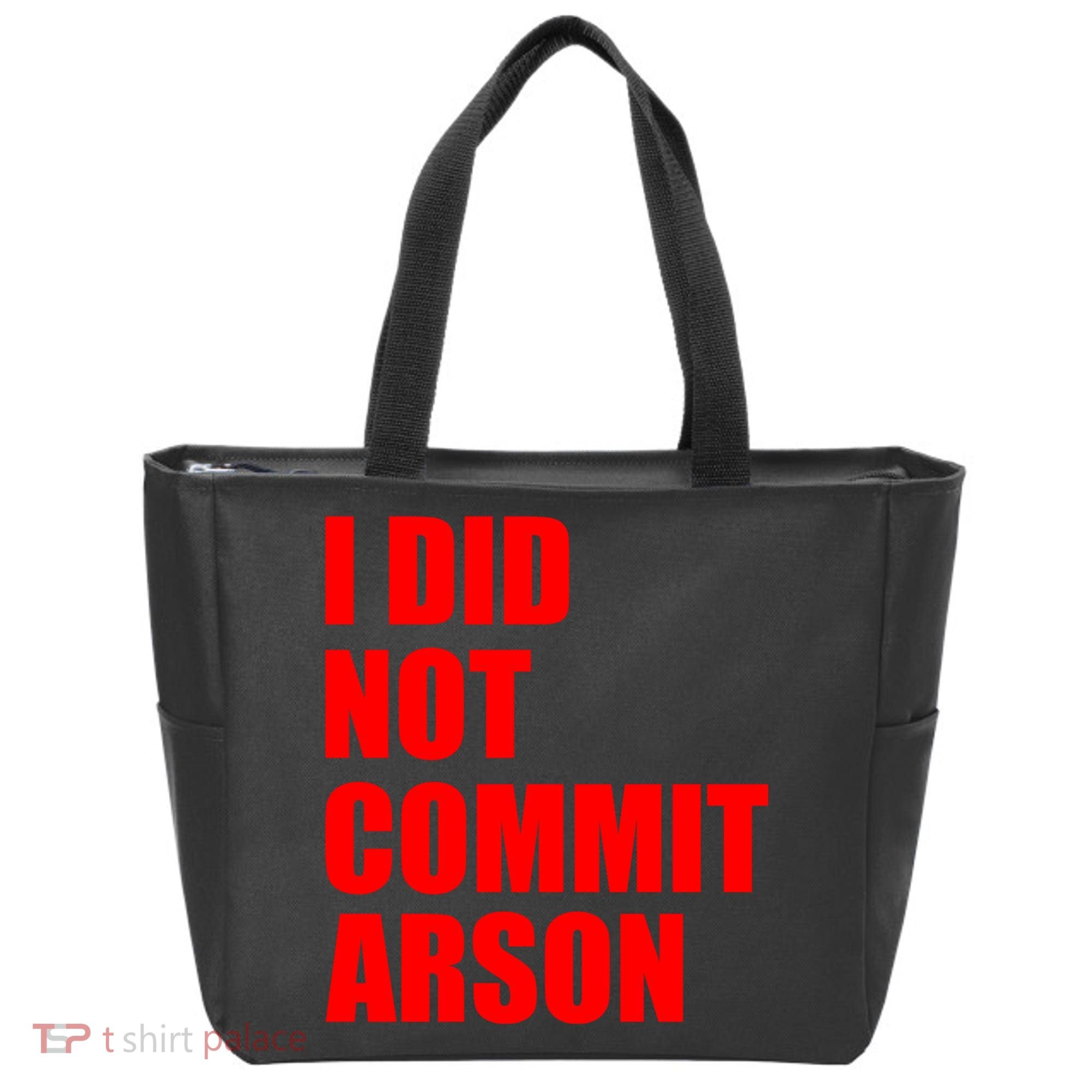 I Did Not Commit Arson Red Logo Tote Bag