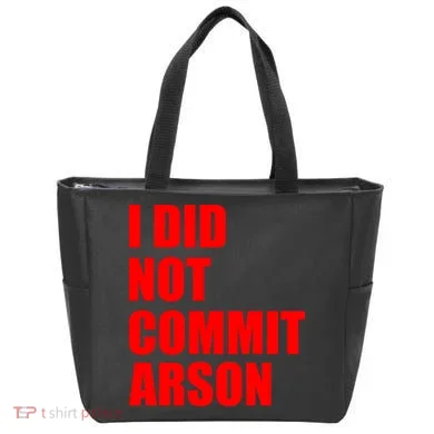 I Did Not Commit Arson Red Logo Tote Bag