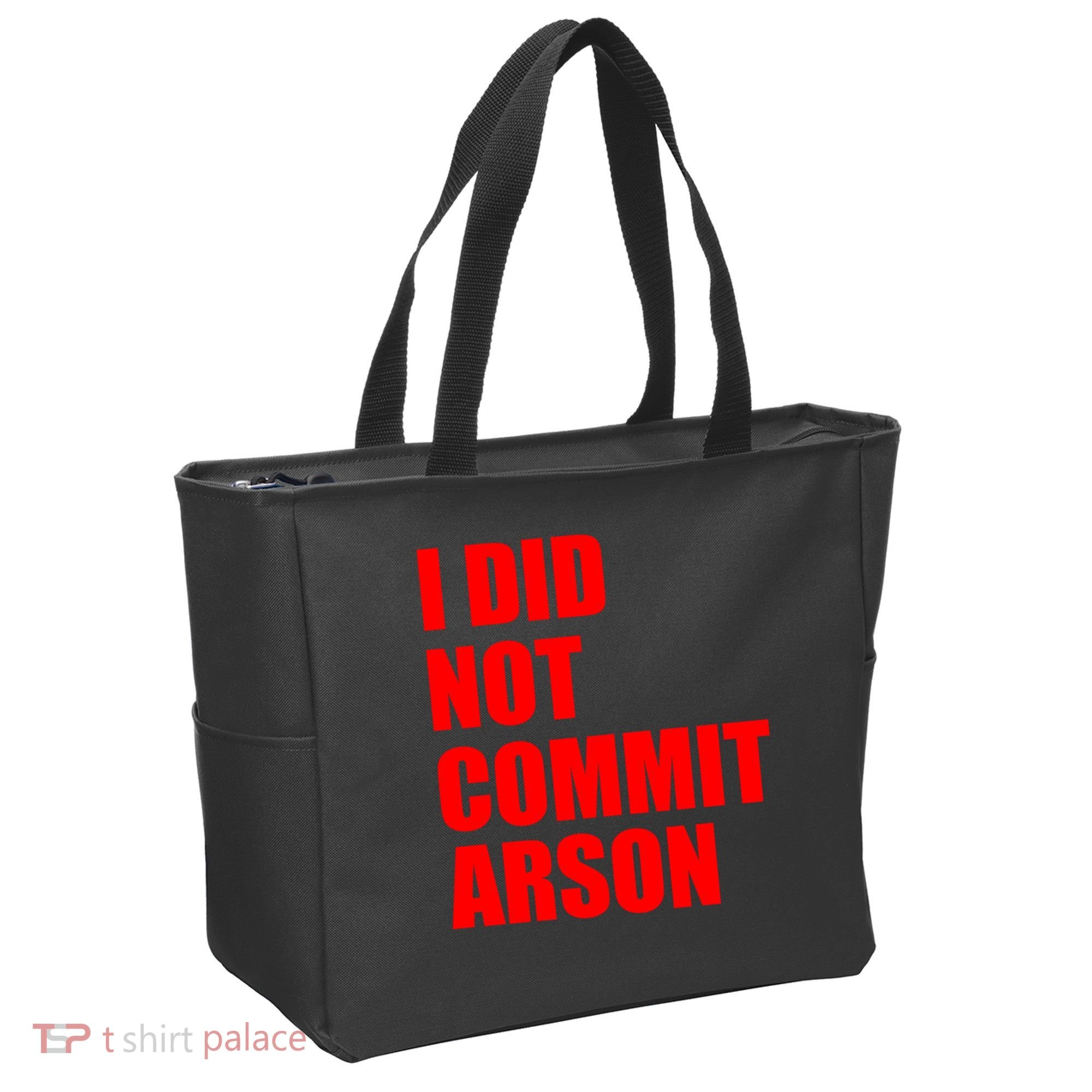 I Did Not Commit Arson Red Logo Tote Bag