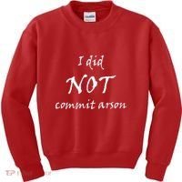 I Did Not Commit Arson Funny Quote Kids Sweatshirt thumb 0