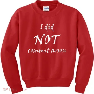 I Did Not Commit Arson Funny Quote Kids Sweatshirt