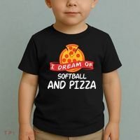 I Dream Of Softball And Pizza For Softball Players Toddler T-Shirt thumb 2