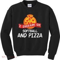I Dream Of Softball And Pizza For Softball Players Kids Sweatshirt thumb 0