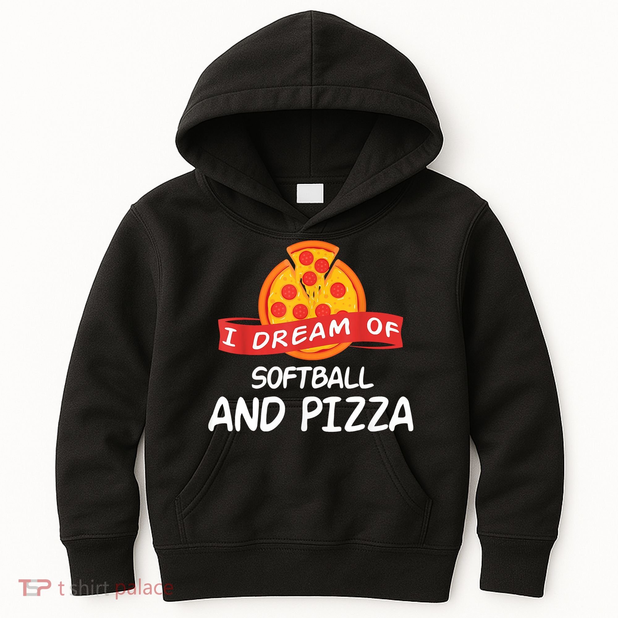 I Dream Of Softball And Pizza For Softball Players Kids Hoodie