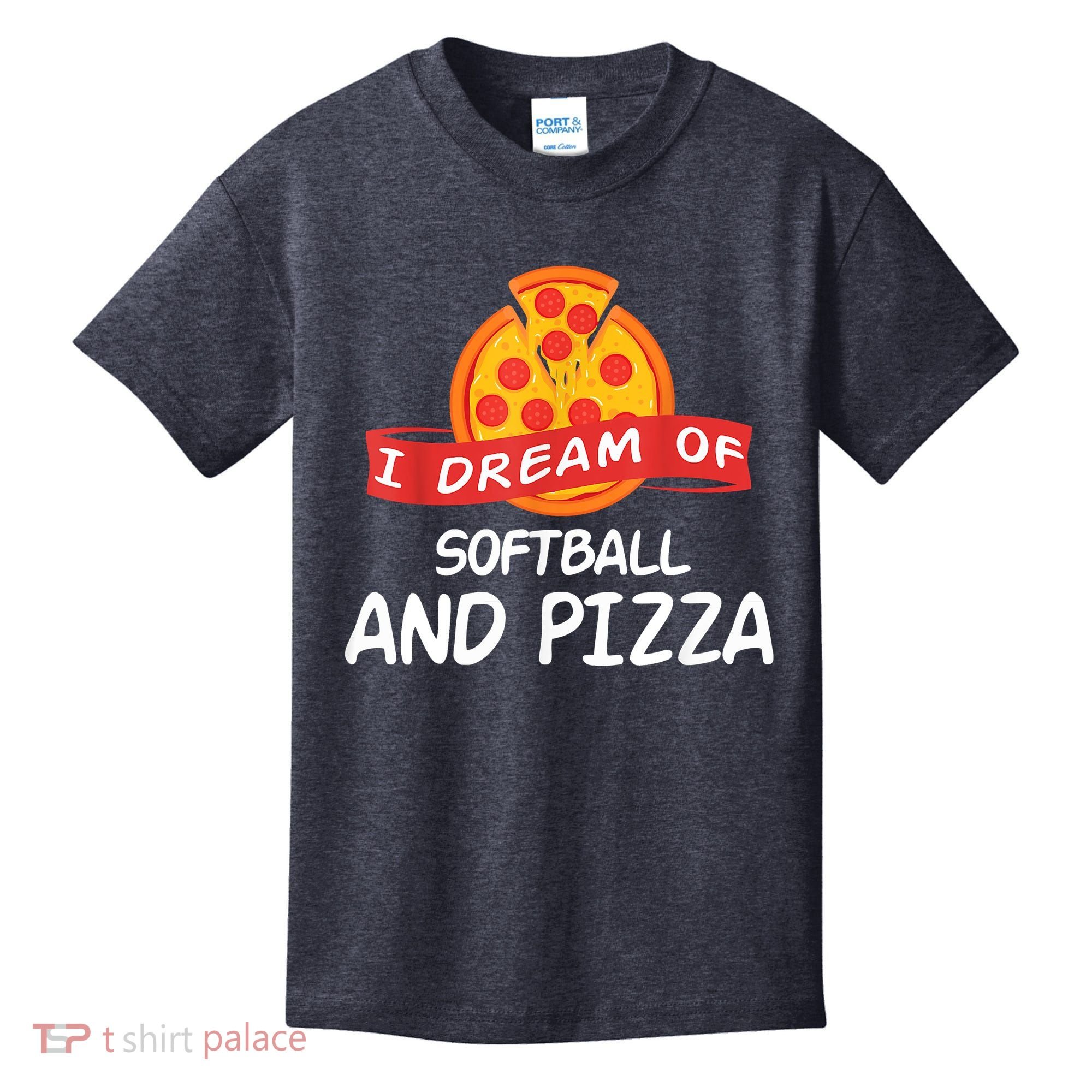 I Dream Of Softball And Pizza For Softball Players Kids T-Shirt