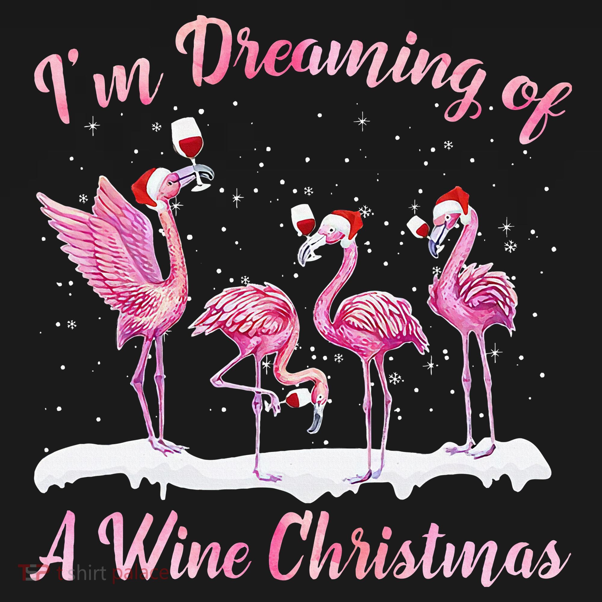 I'm Dreaming Of A Wine Christmas Flamingo Lover Xmas Pajamas Women's Tank Top