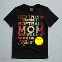 I DidnT Plan On Becoming A Softball Mom MotherS Day T-Shirt thumb 5