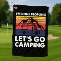 Im Done Peopling Lets Go Camping Vintage Camper Van Life Great Gift Golf Towel thumb 1