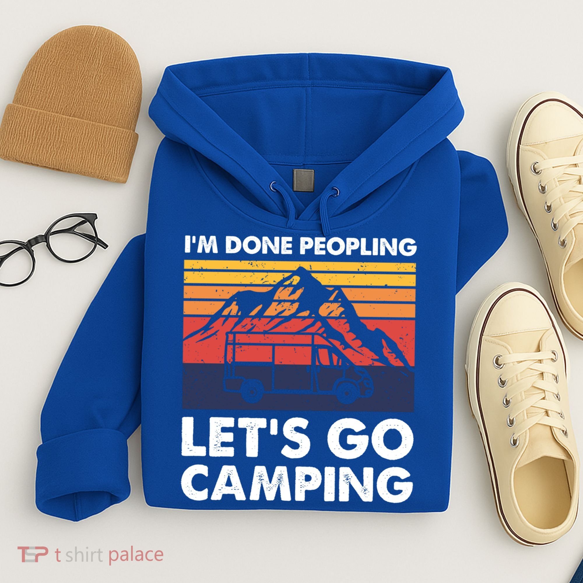 Im Done Peopling Lets Go Camping Vintage Camper Van Life Great Gift Hoodie