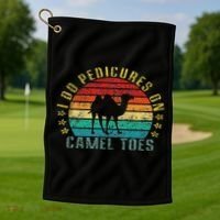 I Do Pedicures On Camel Toes Funny Retro Golf Towel thumb 1