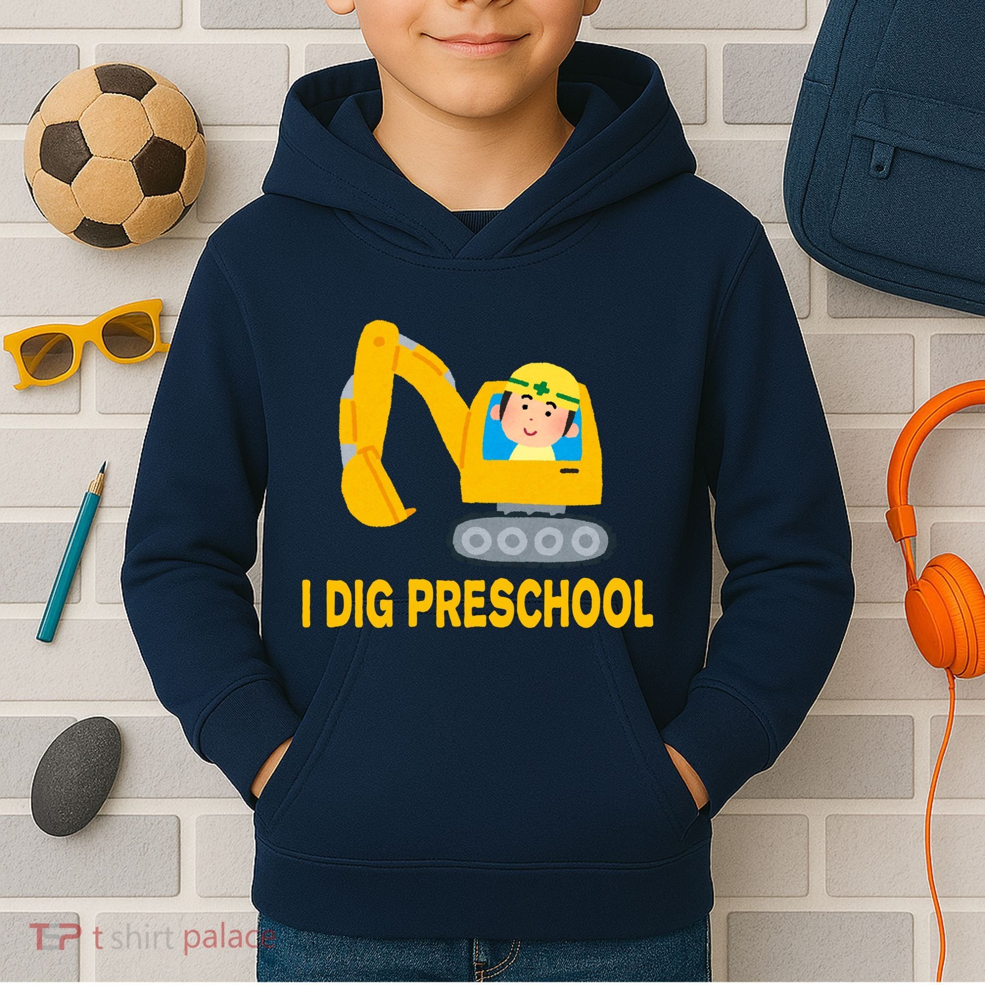 I Dig Preschool Bulldozer Kids Hoodie