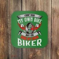 I Dont Ride My Own Bike Biker Chick Wife Red Motorcycle Coaster thumb 0