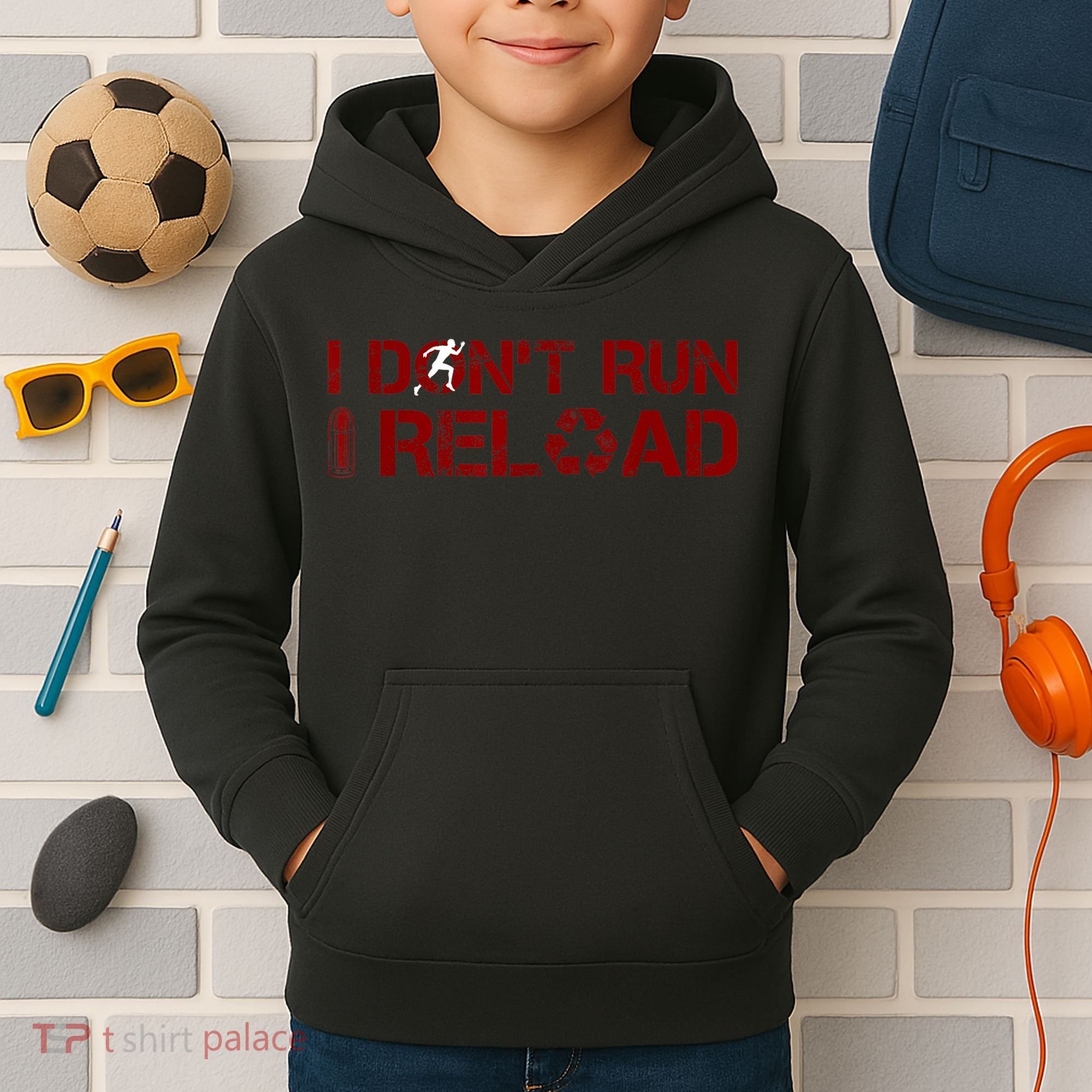 I Don't Run I Reload Funny Sarcastic Saying Kids Hoodie