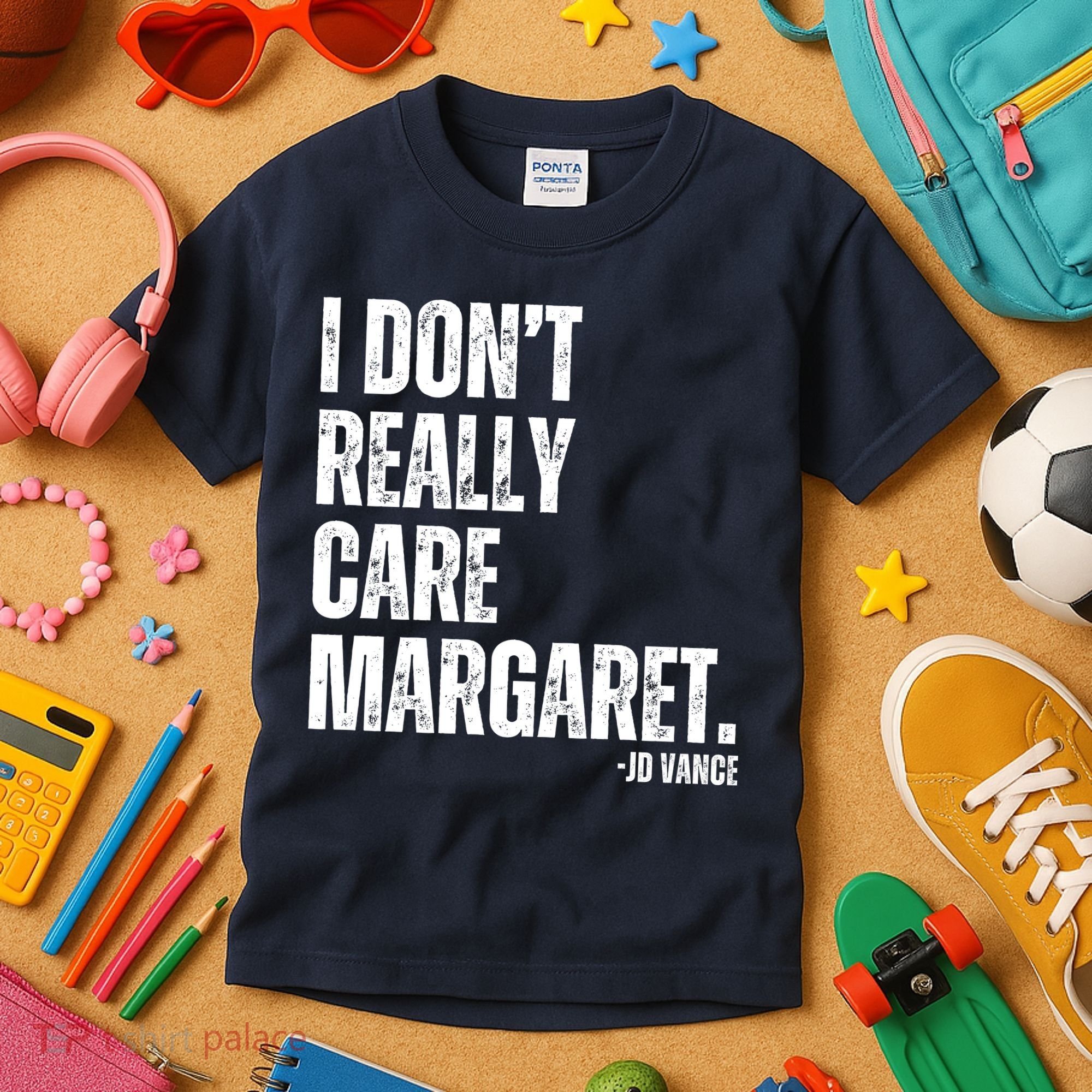 I Don’T Really Care Margaret Jd Vance Funny Minimalist Kids T-Shirt