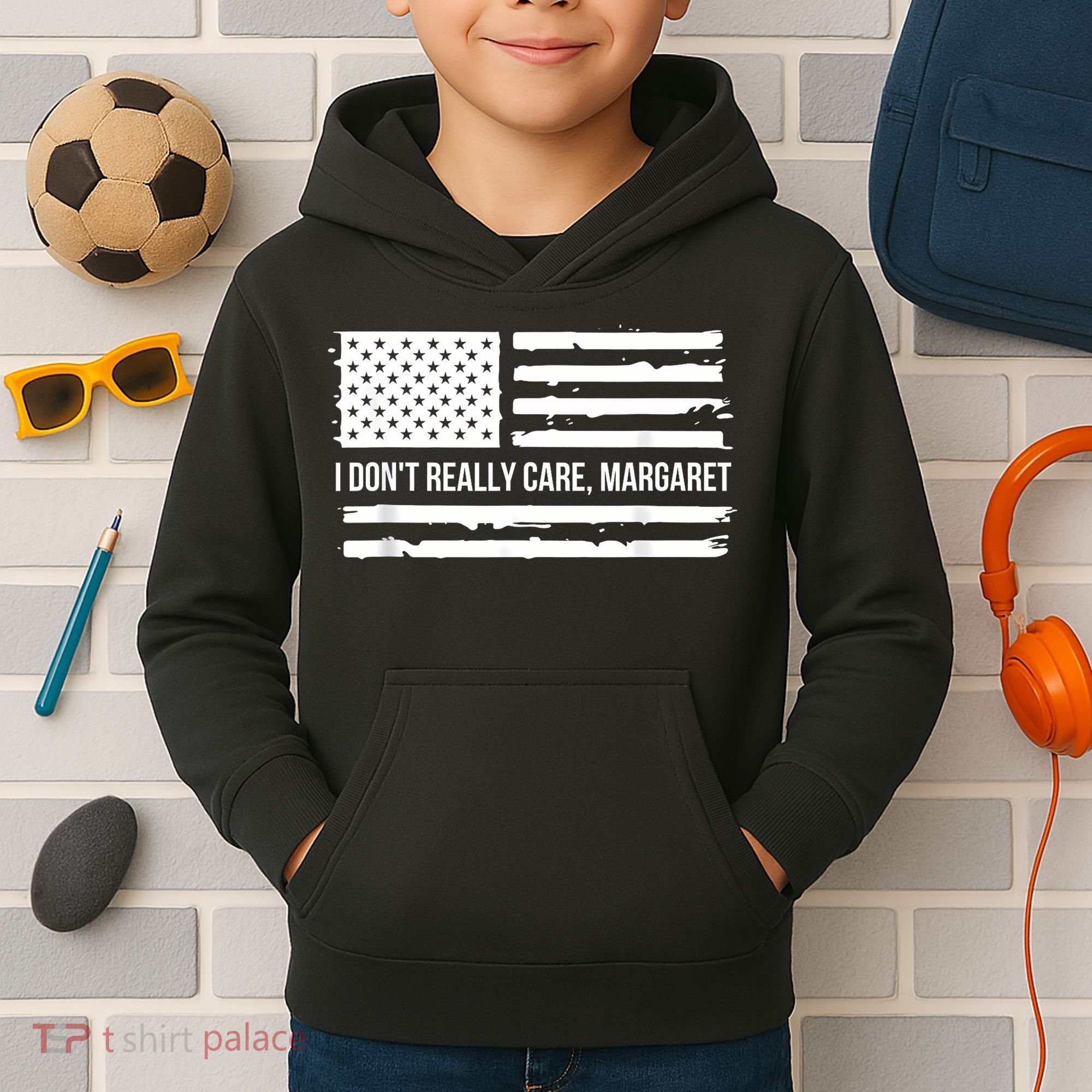 I DonT Really Care Margaret Kids Hoodie