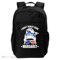 I Dont Really Care Margaret Minimalist Jd Vance Messy Bun White Backpack thumb 0