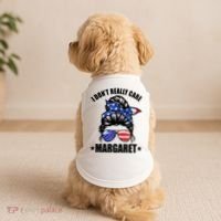 I Dont Really Care Margaret Minimalist Jd Vance Messy Bun White Doggie Tank thumb 2