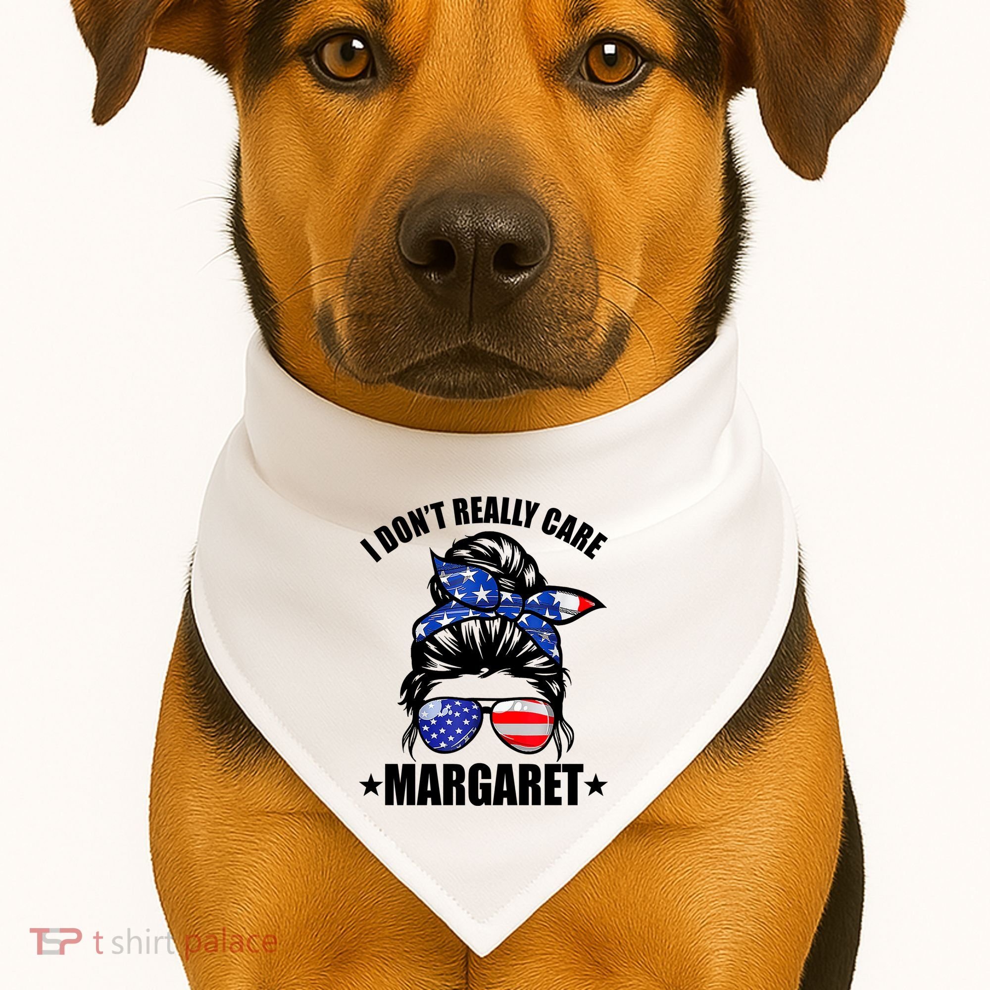 I Dont Really Care Margaret Minimalist Jd Vance Messy Bun White USA-Made Doggie Bandana