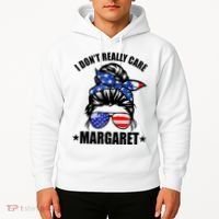 I Dont Really Care Margaret Minimalist Jd Vance Messy Bun White Hoodie thumb 2
