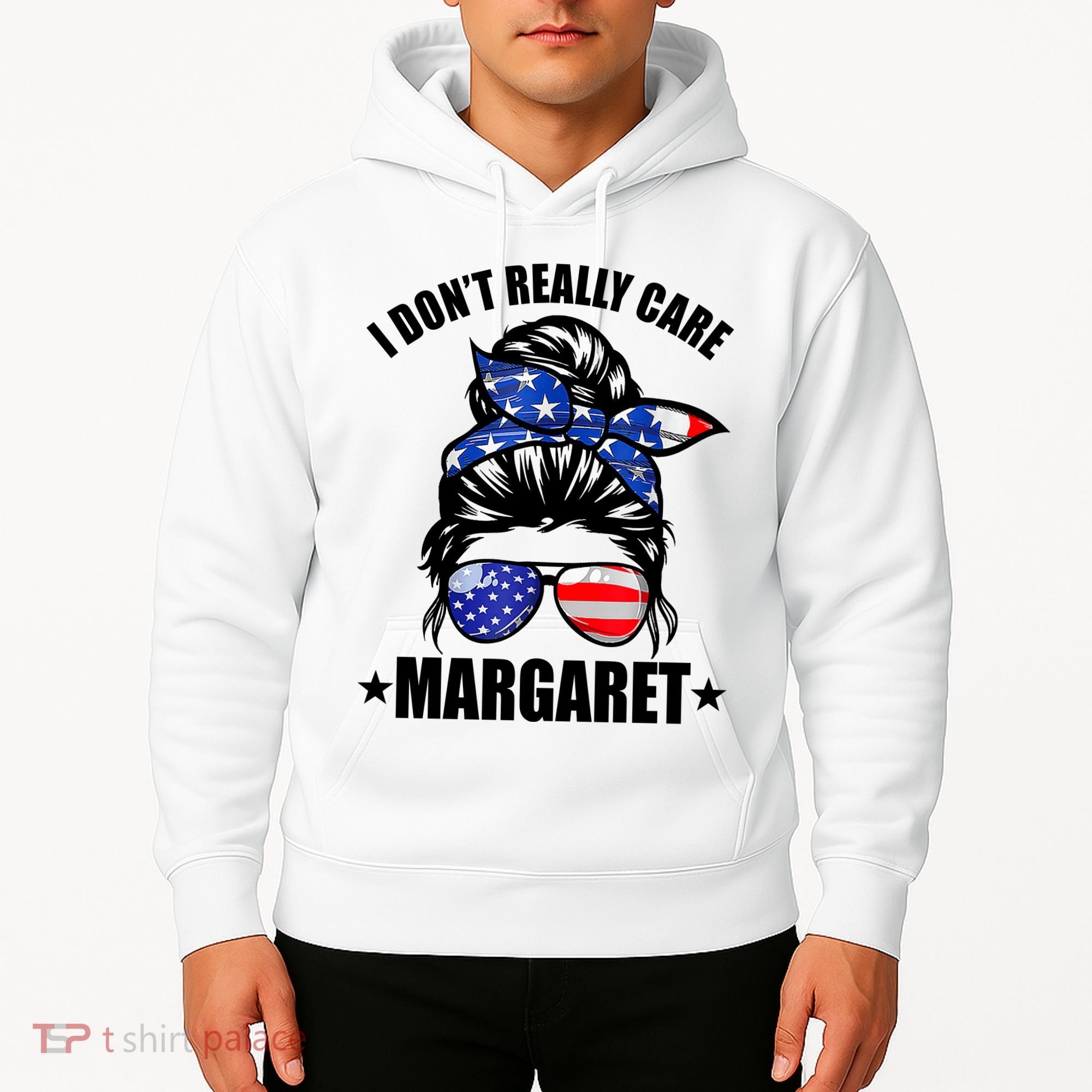 I Dont Really Care Margaret Minimalist Jd Vance Messy Bun White Hoodie