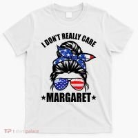 I Dont Really Care Margaret Minimalist Jd Vance Messy Bun White T-Shirt thumb 0