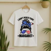 I Dont Really Care Margaret Minimalist Jd Vance Messy Bun White T-Shirt thumb 2