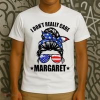 I Dont Really Care Margaret Minimalist Jd Vance Messy Bun White T-Shirt thumb 3