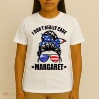 I Dont Really Care Margaret Minimalist Jd Vance Messy Bun White T-Shirt thumb 4