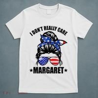 I Dont Really Care Margaret Minimalist Jd Vance Messy Bun White T-Shirt thumb 5