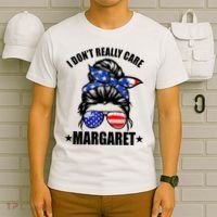I Dont Really Care Margaret Minimalist Jd Vance Messy Bun White T-Shirt thumb 6